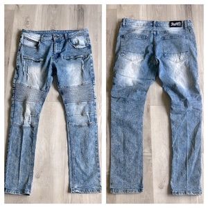 Brooklyn’s Best Acid Wash Motto Skinny Jeans Pants Mens 34/32 34